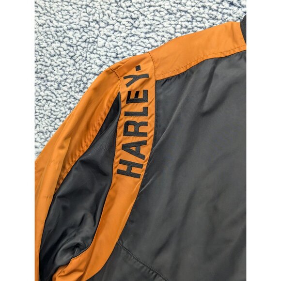 Harley Davidson Riding Jacket Mens LG Windbreaker Reflective Mesh Lined Orange - Picture 7 of 16